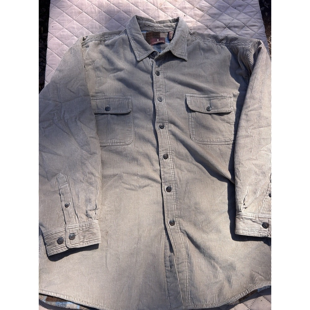 Lanesboro Men's XXL Corduroy Shirt Jacket Fleece Lined Plaid Insulated Brown Tan